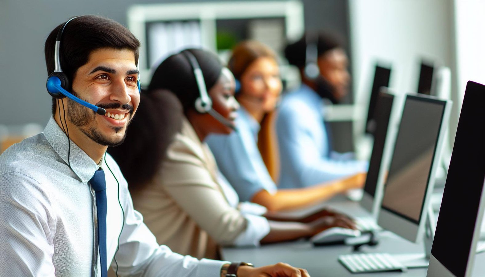 confident happy contact center agents